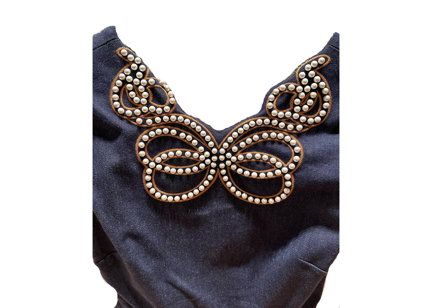 FENDI Denim Dress with Pearl Embellishments