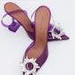 AMINA MUADDI Purple Begum Glass Crystal-Embellished Slingback Pumps | Size IT 38 | Made in Italy | New