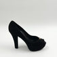 Louis Vuitton Black Suede Platform Pump Shoes with LV Metal Detailing | Size 39