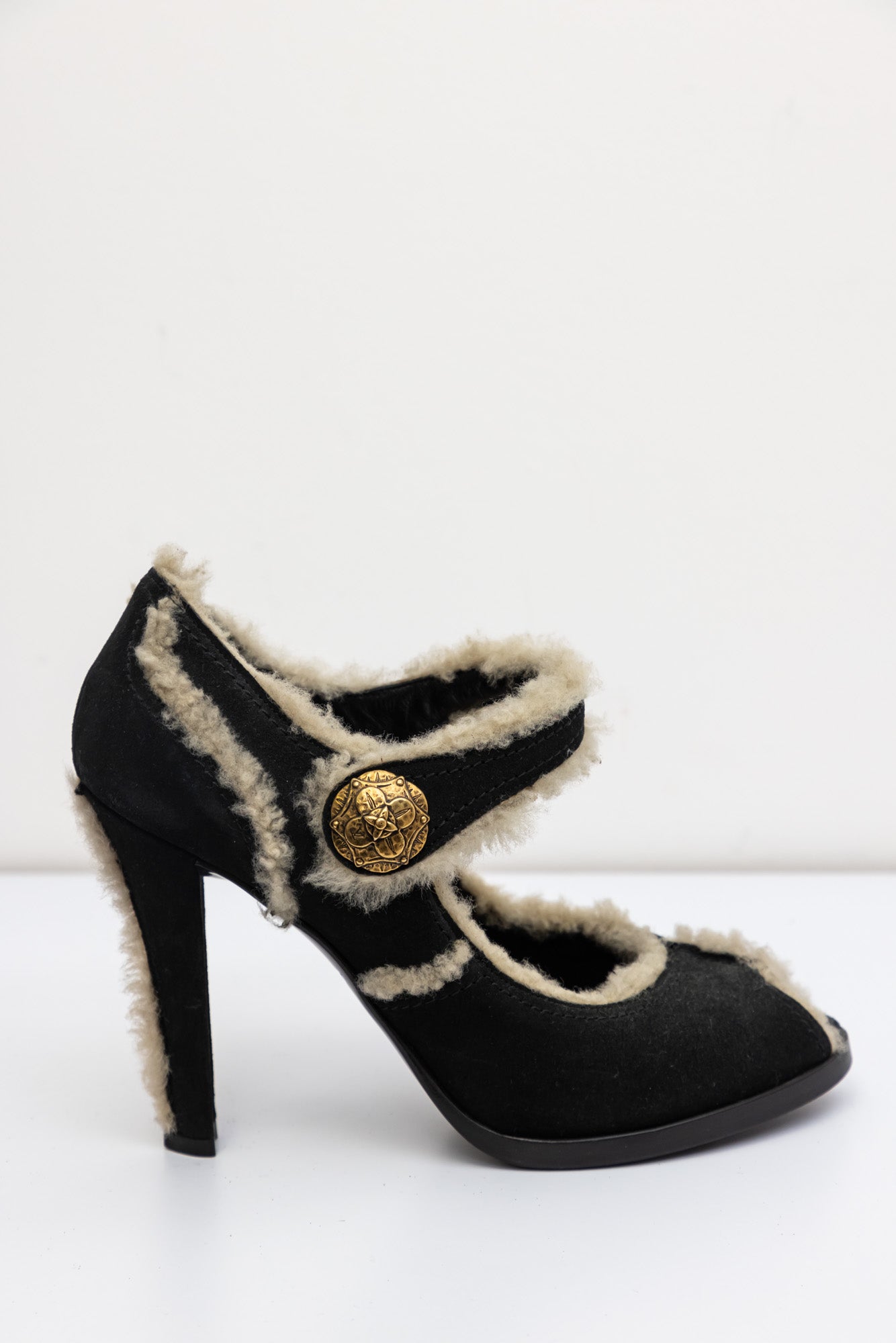 LOUIS VUITTON Leather Heels with Fur | Excellent Condition | IT 38