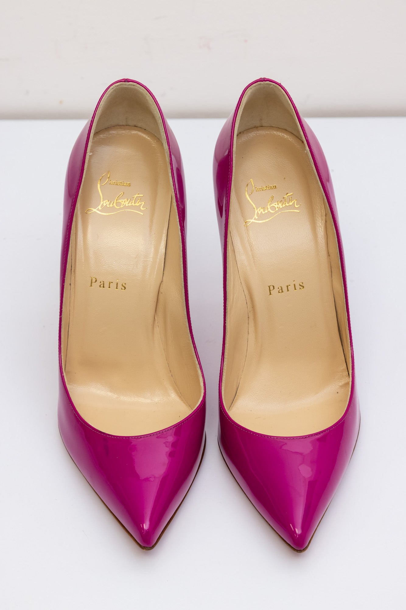 Pink Magenta High Heels Red bottoms pointy toe pumps