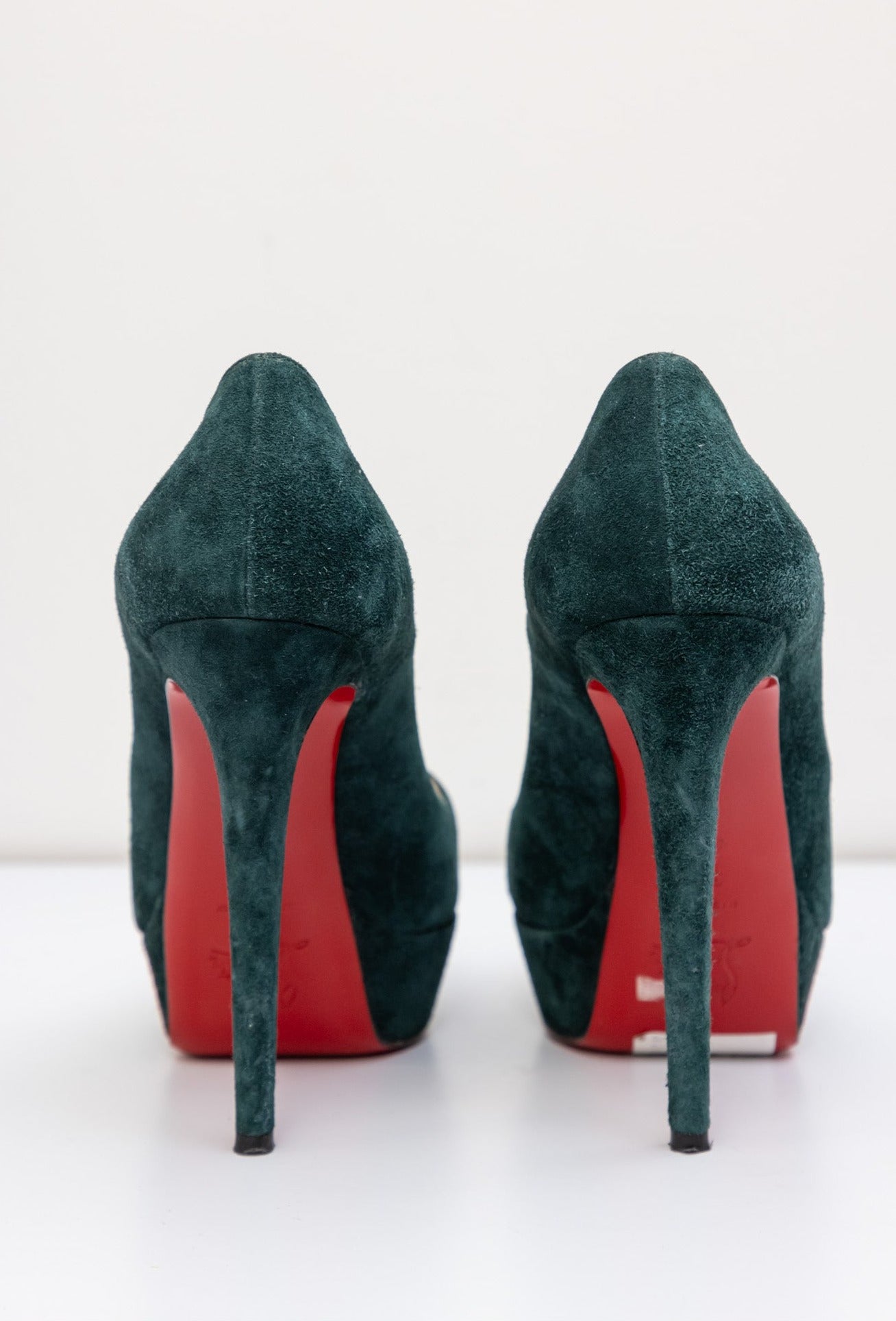 Christian Louboutin Green suede red bottom open-toed Pumps