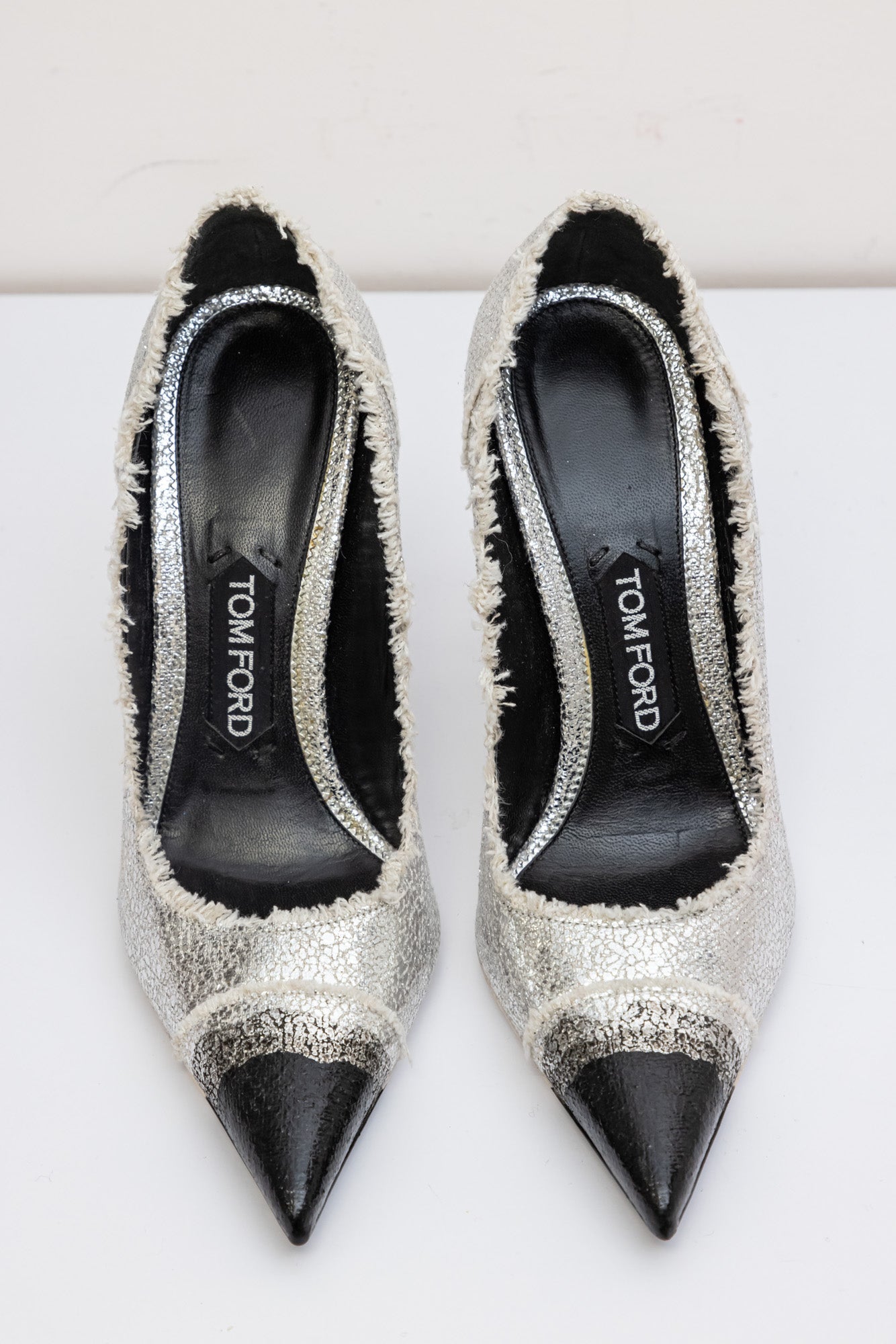 TOM FORD Silver Leather Heels Stiletto Pumps