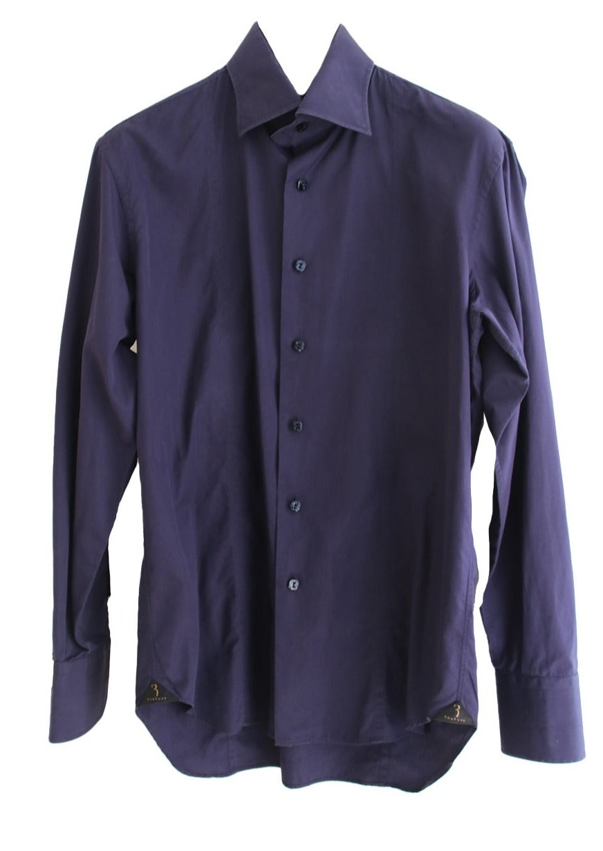 BILLIONAIRE Dark Blue Long sleeve Gold Cut Shirt