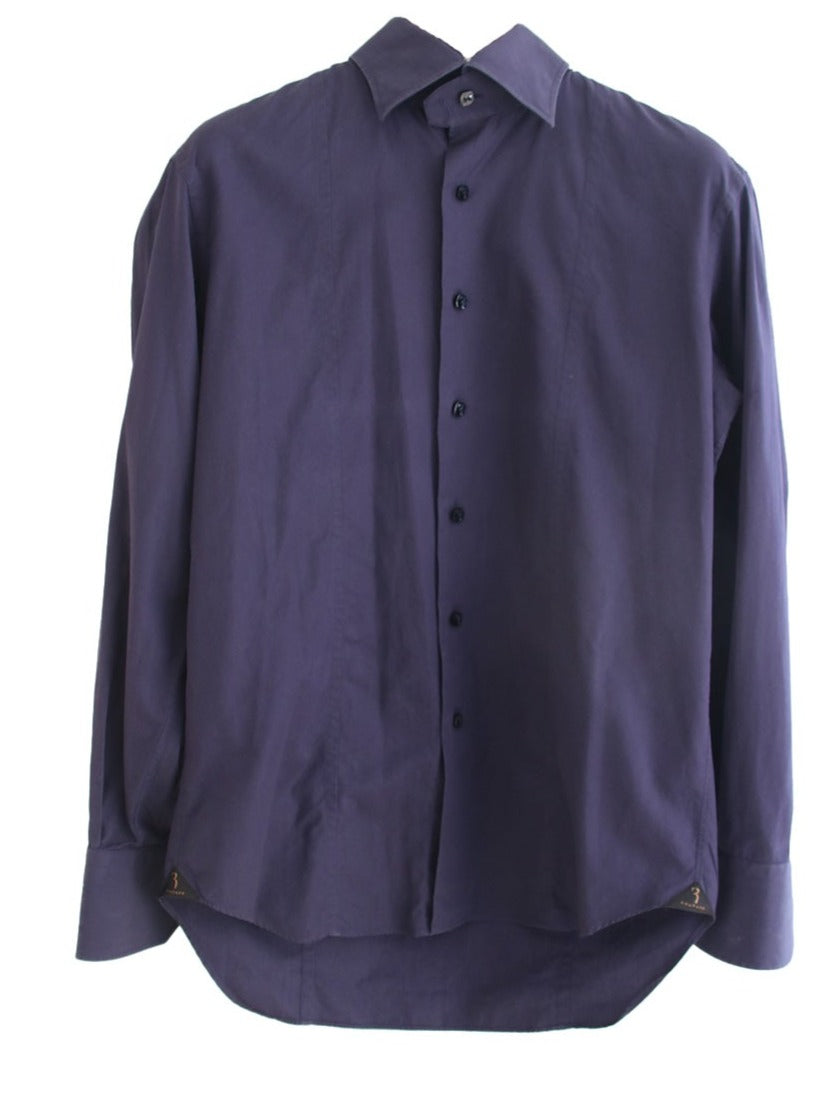BILLIONAIRE Dark Blue Long sleeve Gold Cut Shirt