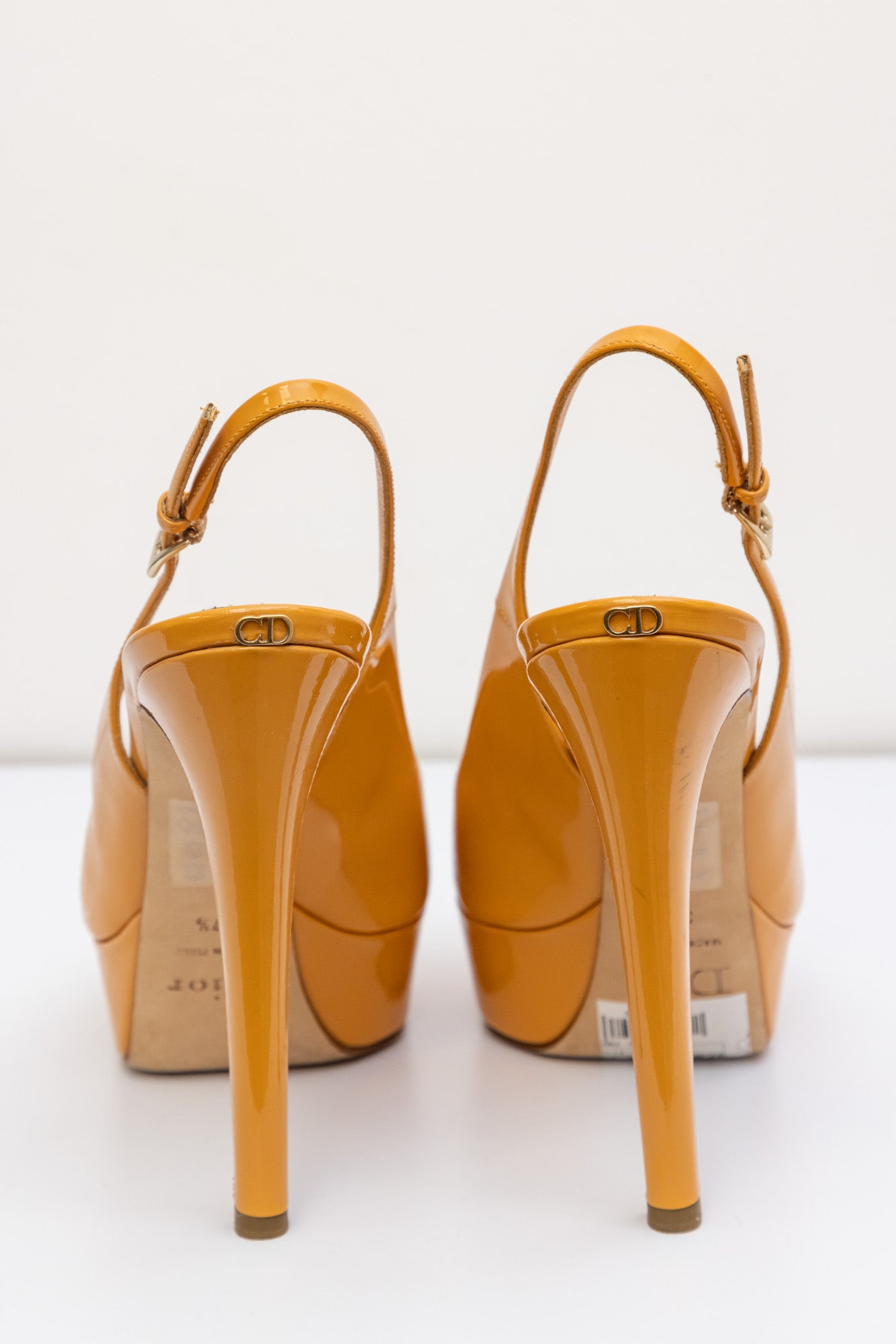 CHRISTIAN DIOR Orange Sling-back Open-toed Pumps