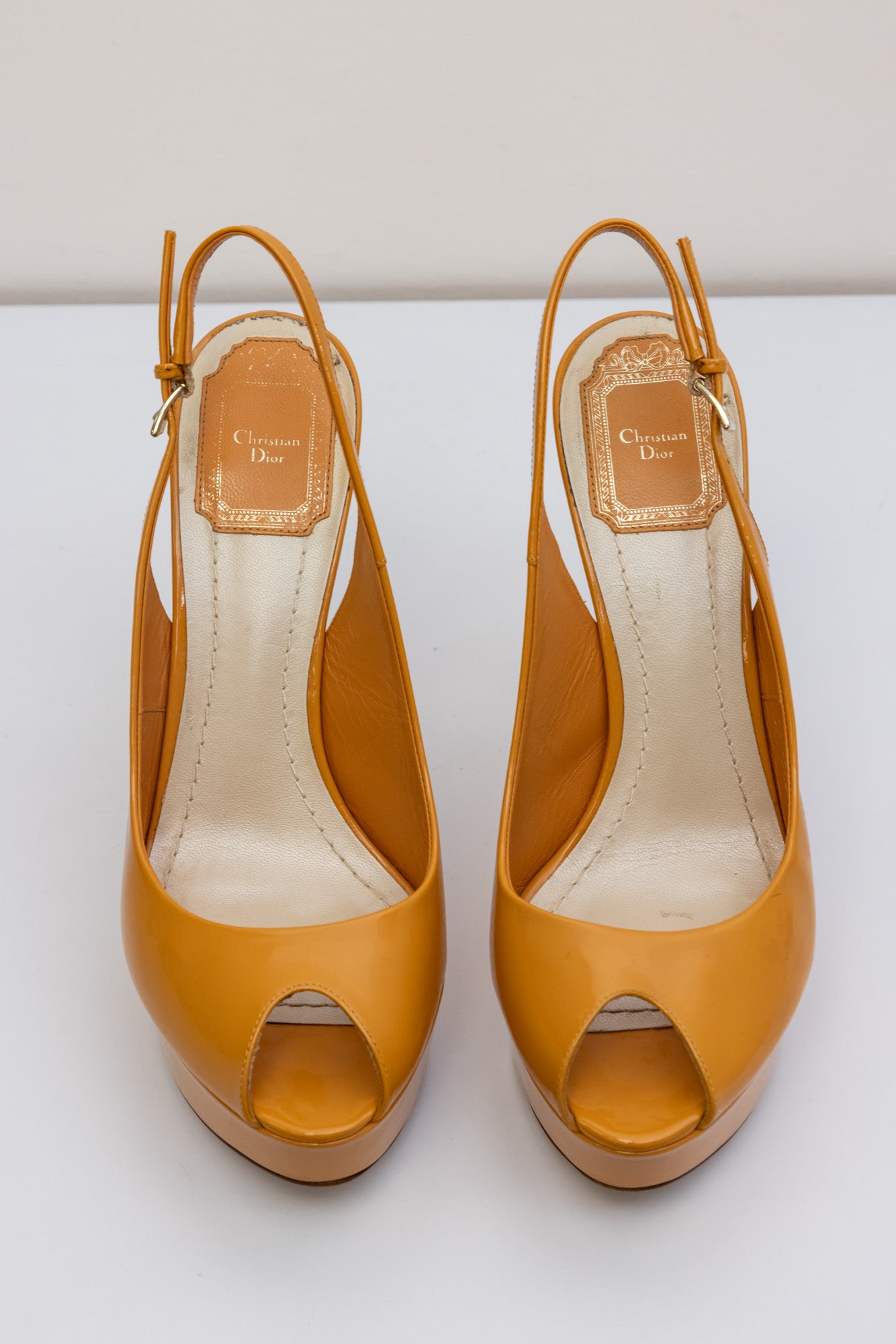 CHRISTIAN DIOR Orange Sling-back Open-toed Pumps - Size IT 37.5