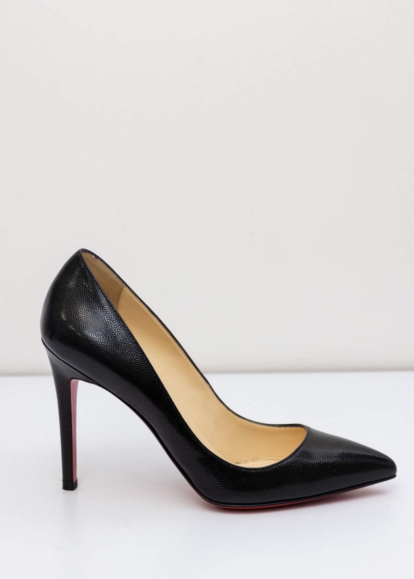 CHRISTIAN LOUBOUTIN Kate 100 Point-Toe Leather Pumps | Black | Very Good Condition | Made in Italy