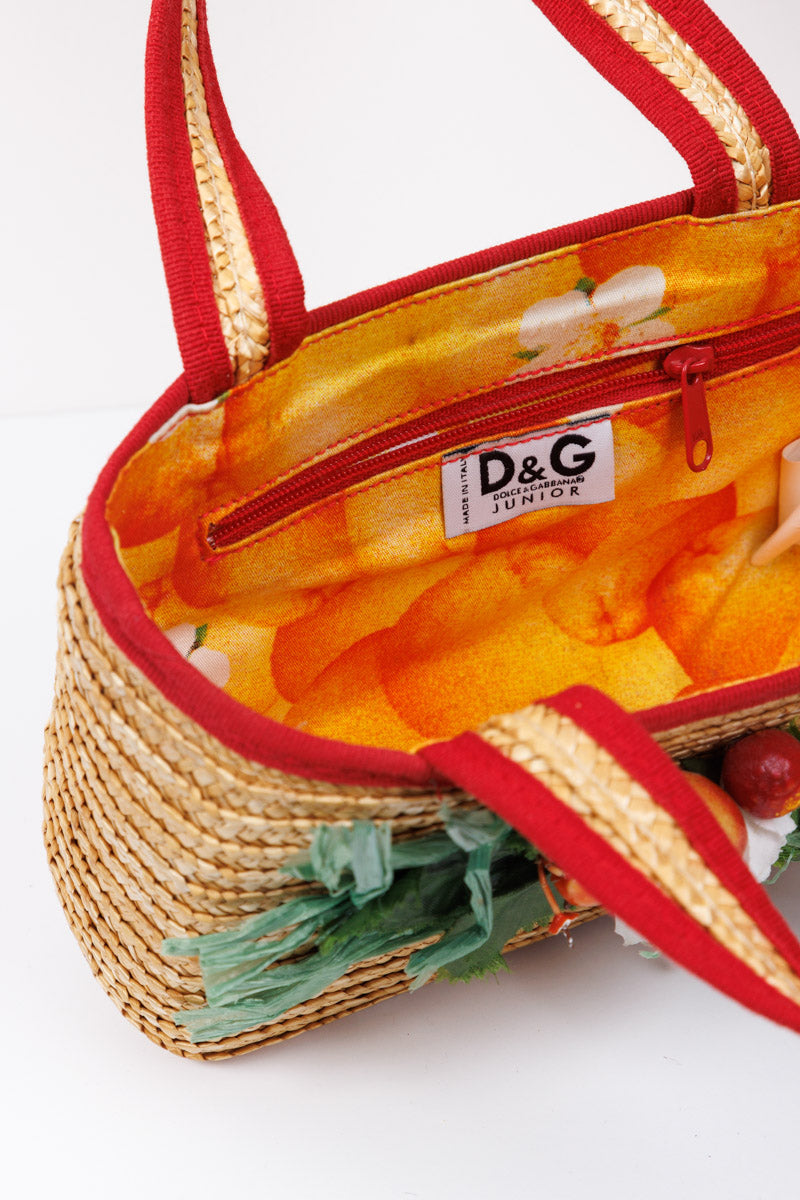 DOLCE & GABBANA Junior Соломенная сумка-тоут с фруктами и цветами