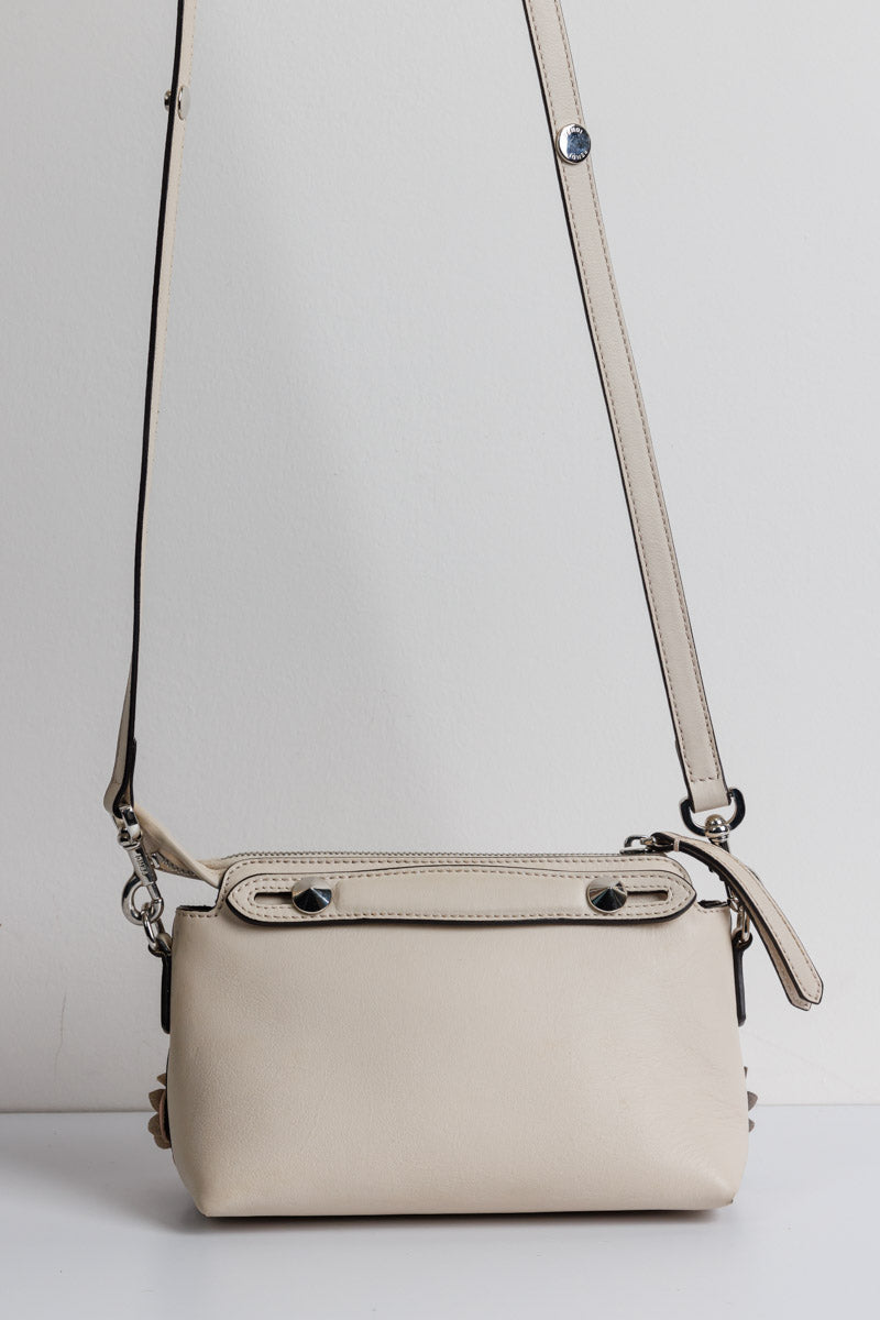 FENDI Off White Leather Mini By The Way Flowerland Crossbody Bag