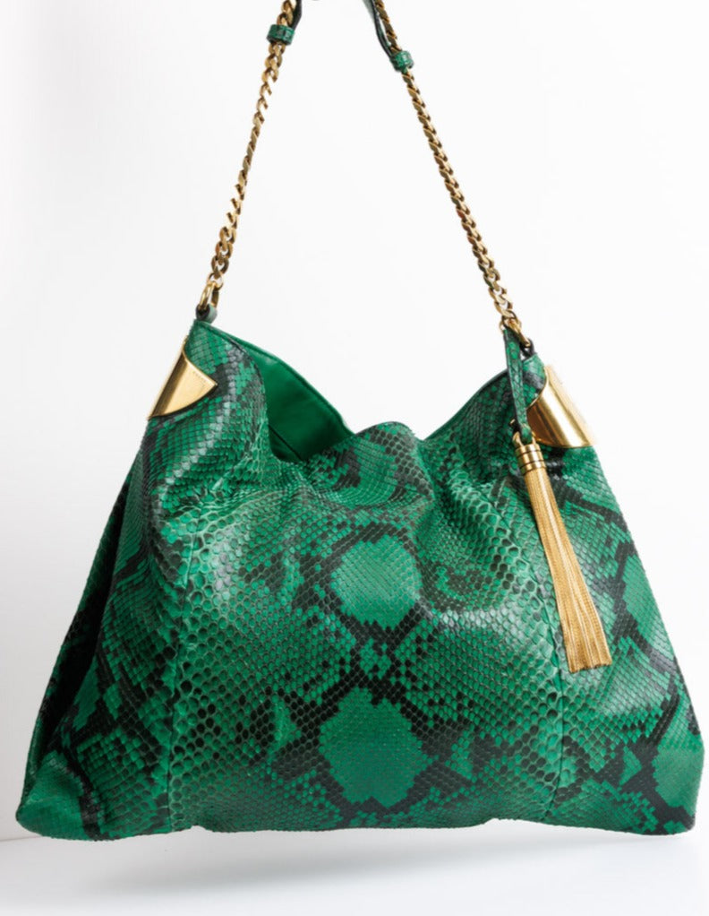 GUCCI Green Python Leather Shoulder Bag | Exquisite Elegance and Luxury