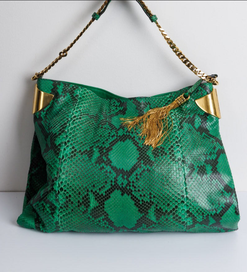 GUCCI Green Python Leather Shoulder Bag | Exquisite Elegance and Luxury