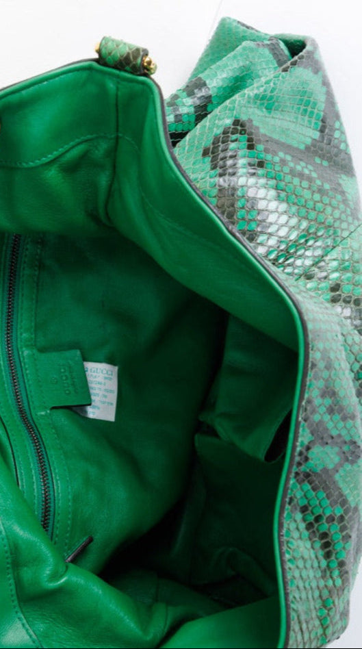 GUCCI Green Python Leather Shoulder Bag | Exquisite Elegance and Luxury