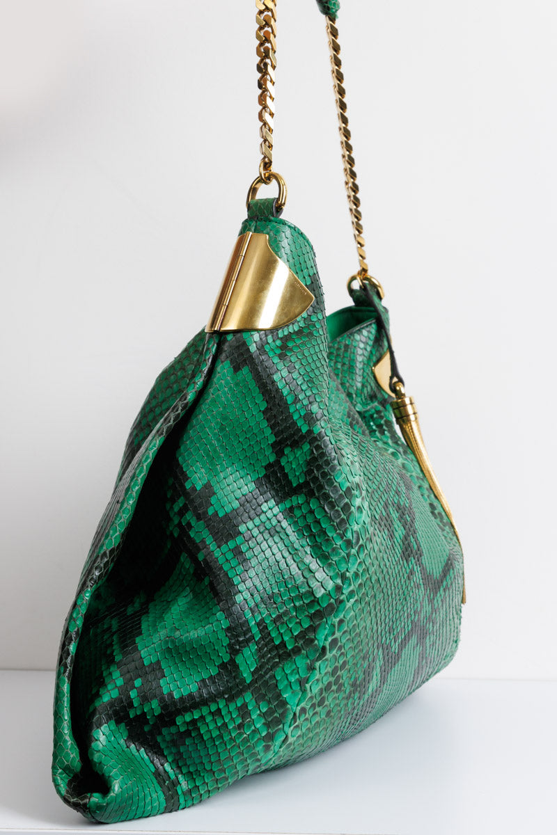 GUCCI Green Python Leather Shoulder Bag | Exquisite Elegance and Luxury