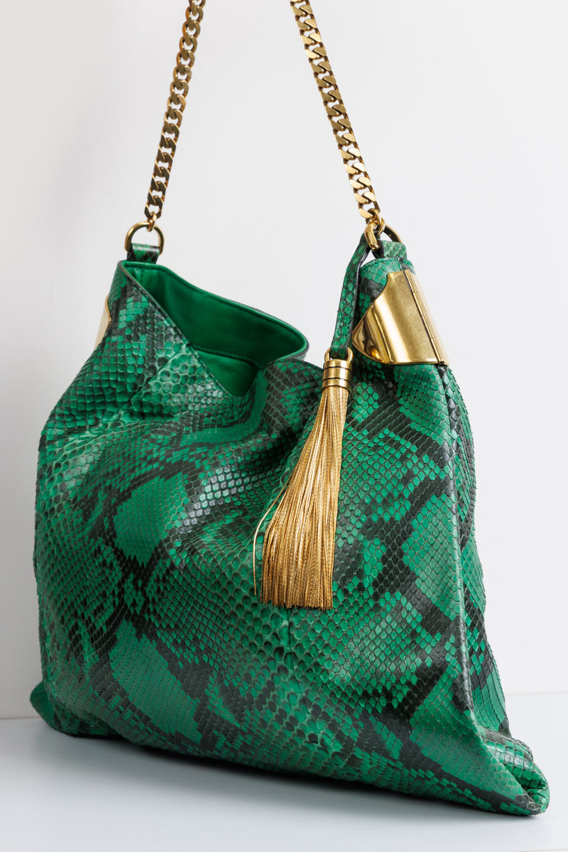 GUCCI Green Python Leather Shoulder Bag | Exquisite Elegance and Luxury