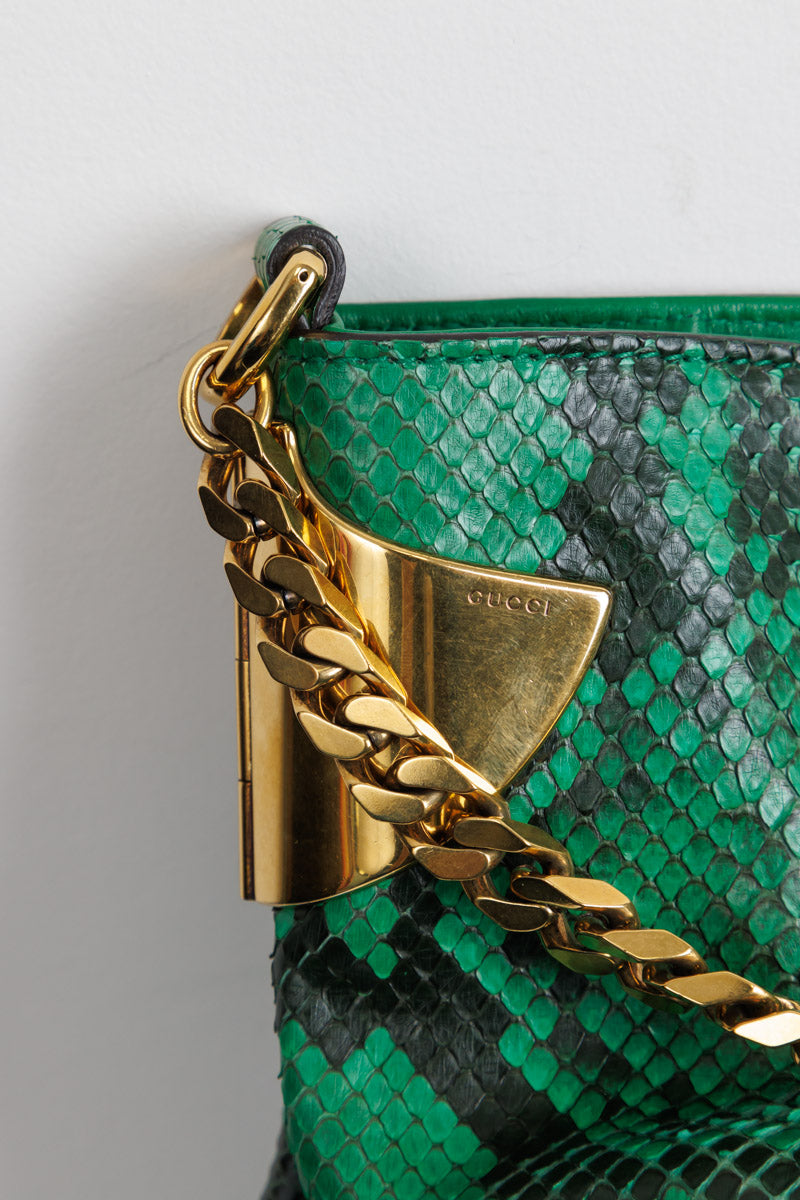 GUCCI Green Python Leather Shoulder Bag | Exquisite Elegance and Luxury