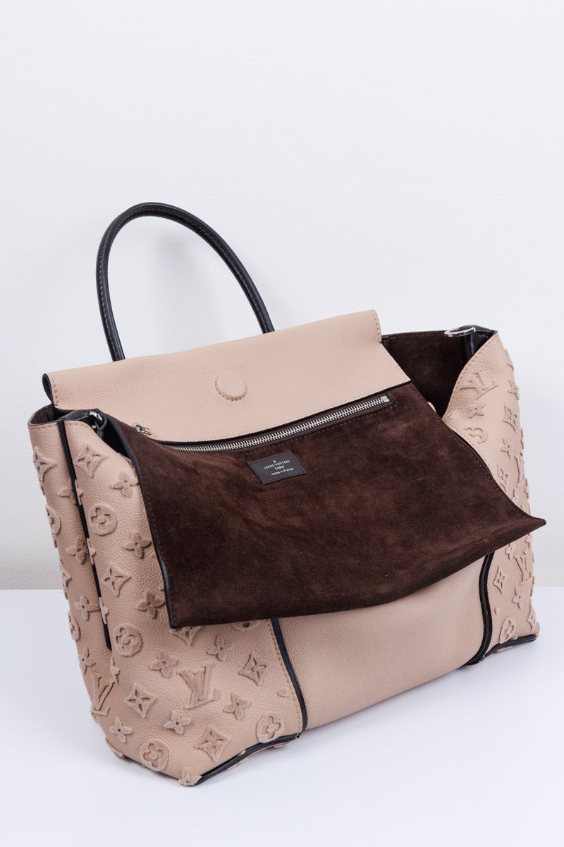 LOUIS VUITTON Monogramm Veloursleder Beige Cachemire Tuffetage W BB Tasche