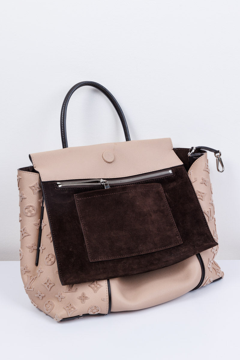 LOUIS VUITTON Monogramm Veloursleder Beige Cachemire Tuffetage W BB Tasche