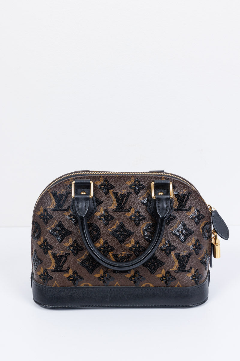 LOUIS VUITTON Limited Edition Monogram Eclipse Alma Black Brown Bag