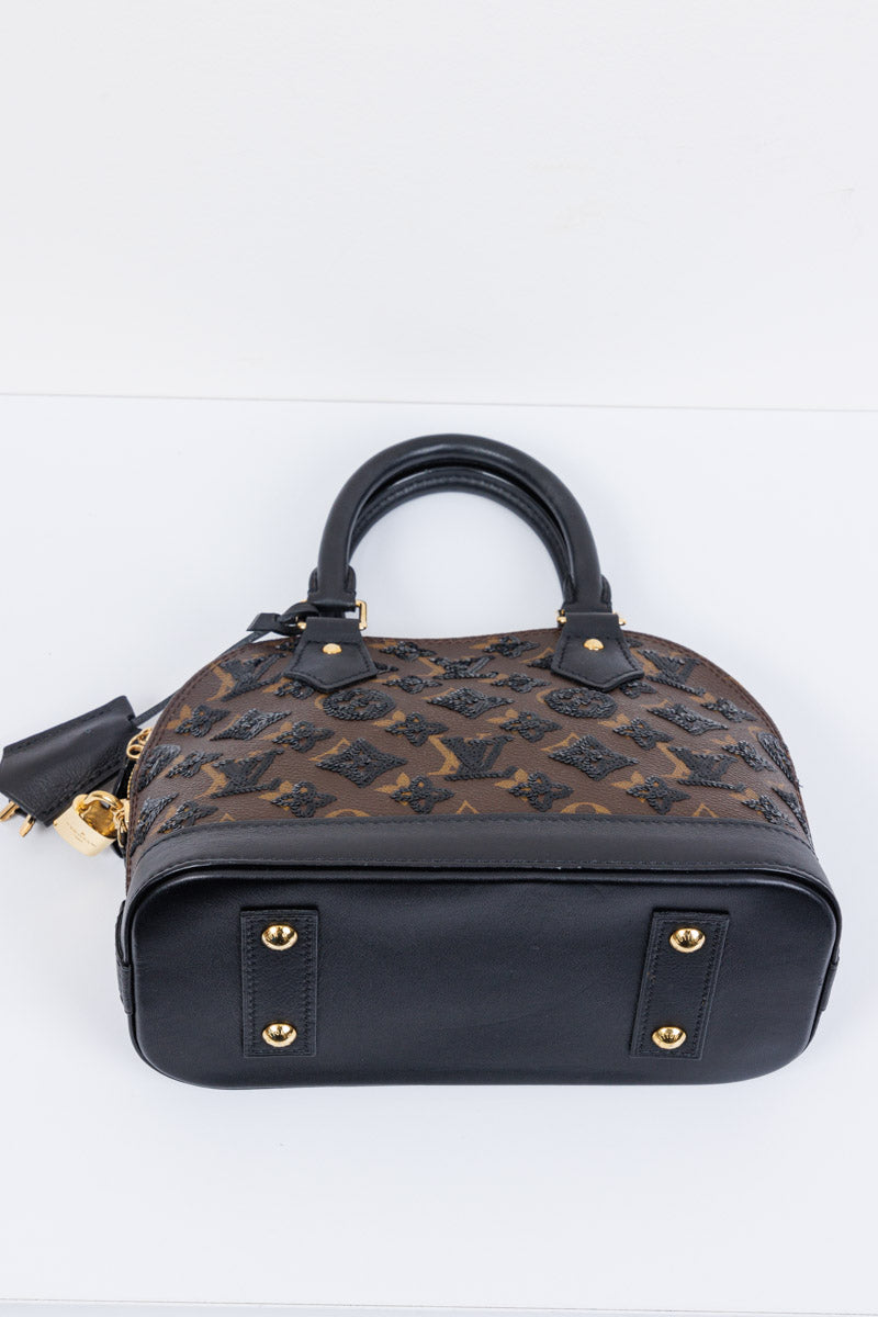 LOUIS VUITTON Limited Edition Monogram Eclipse Alma Black Brown Bag