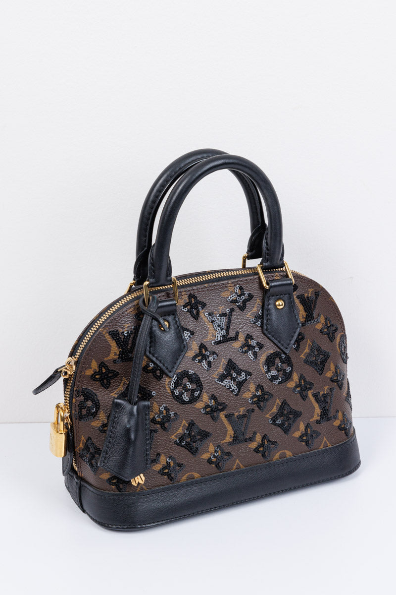 LOUIS VUITTON Limited Edition Monogram Eclipse Alma Black Brown Bag