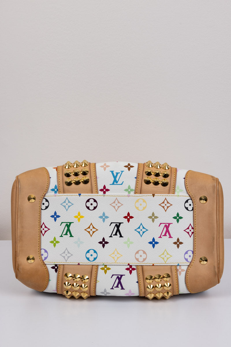 LOUIS VUITTON White Multicolor Monogram Canvas Courtney MM Bag