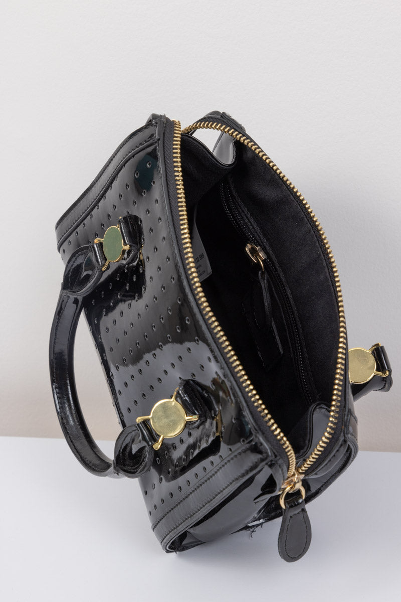 Young VERSACE Черная лакированная сумка Medusa для девочек