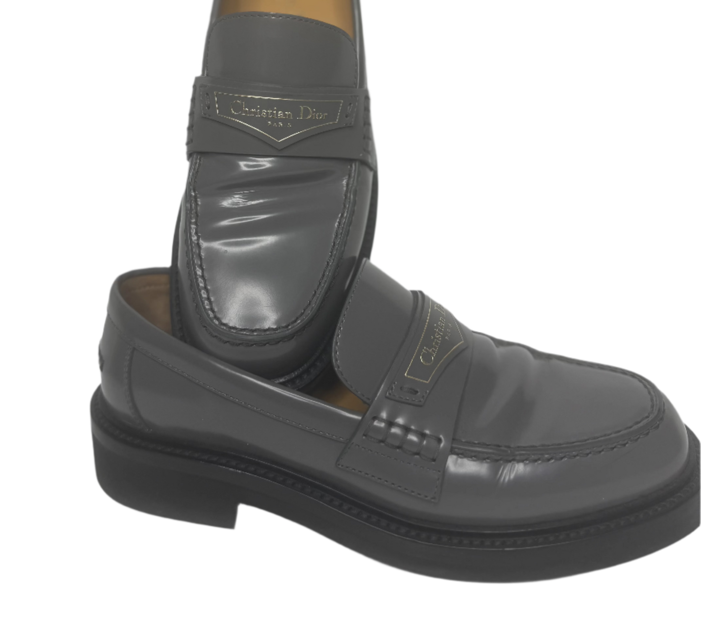 Christian Dior New Boy Grey Leather Flats