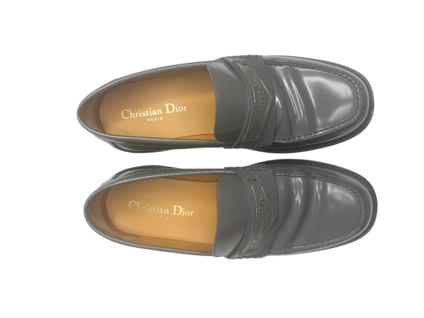 CHRISTIAN DIOR New Boy Grey Leather Flats – Size 38 | Authentic Luxury, Made in Italy