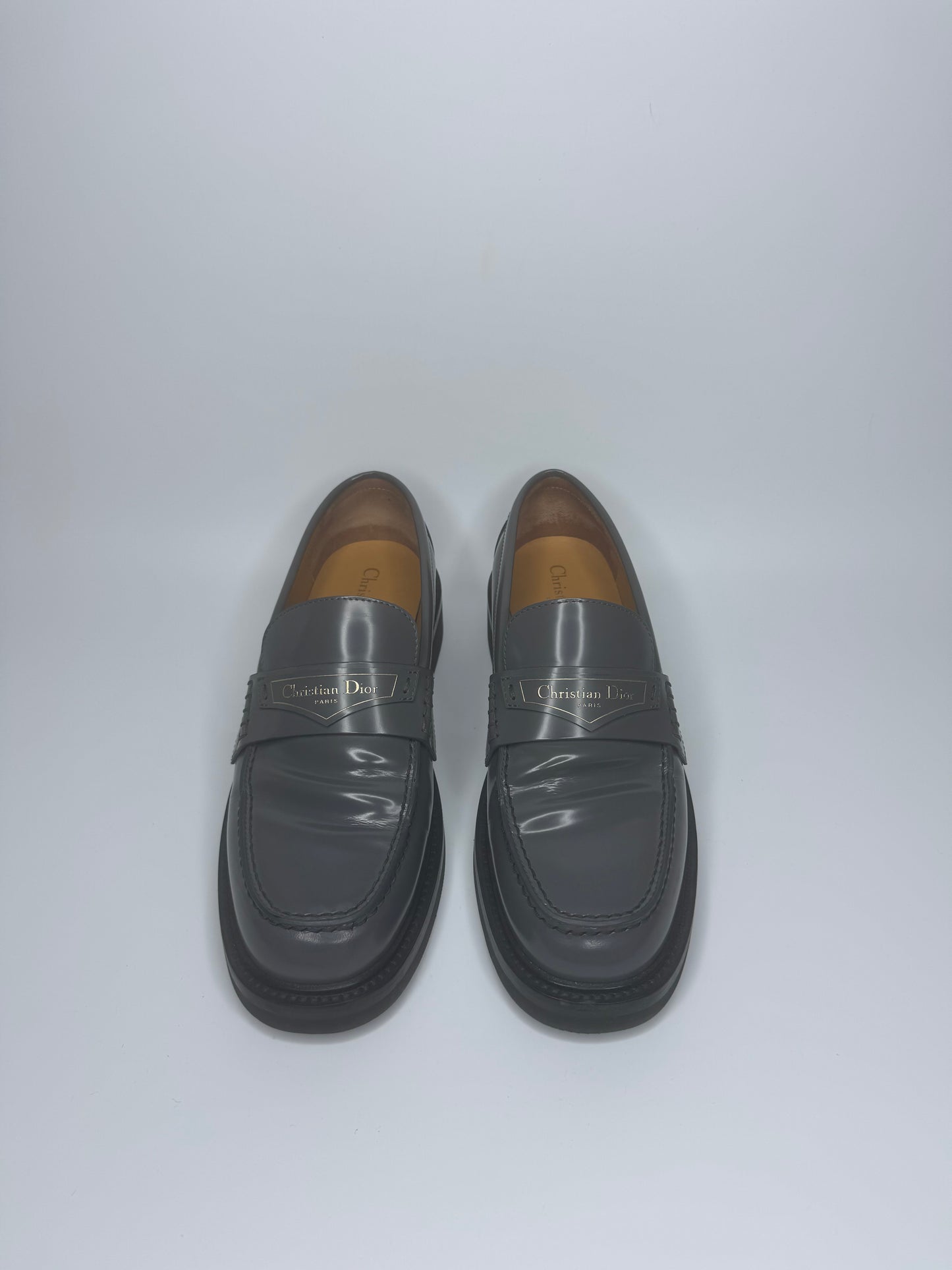 CHRISTIAN DIOR New Boy Grey Leather Flats – Size 38 | Authentic Luxury, Made in Italy