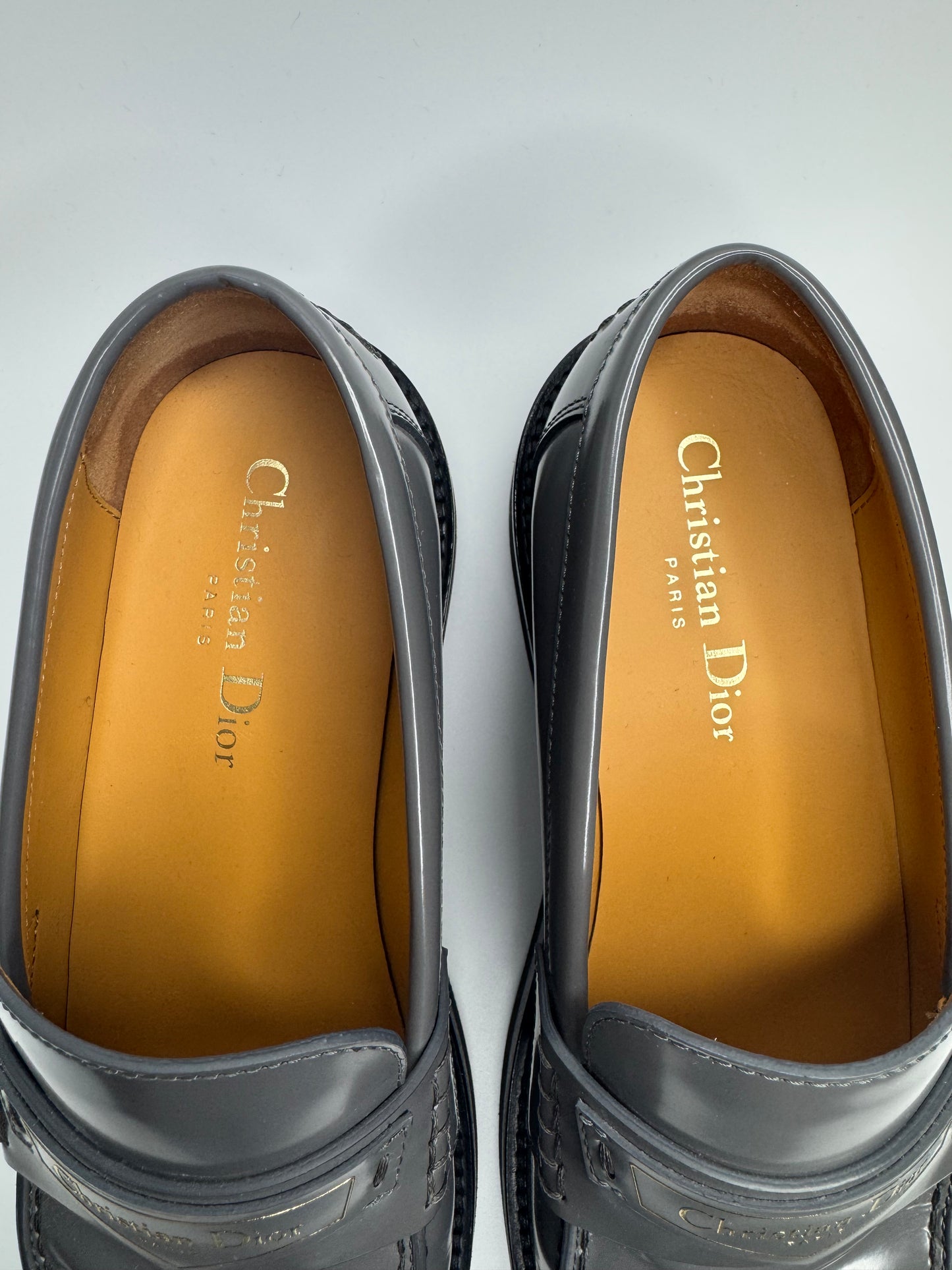 CHRISTIAN DIOR New Boy Grey Leather Flats – Size 38 | Authentic Luxury, Made in Italy
