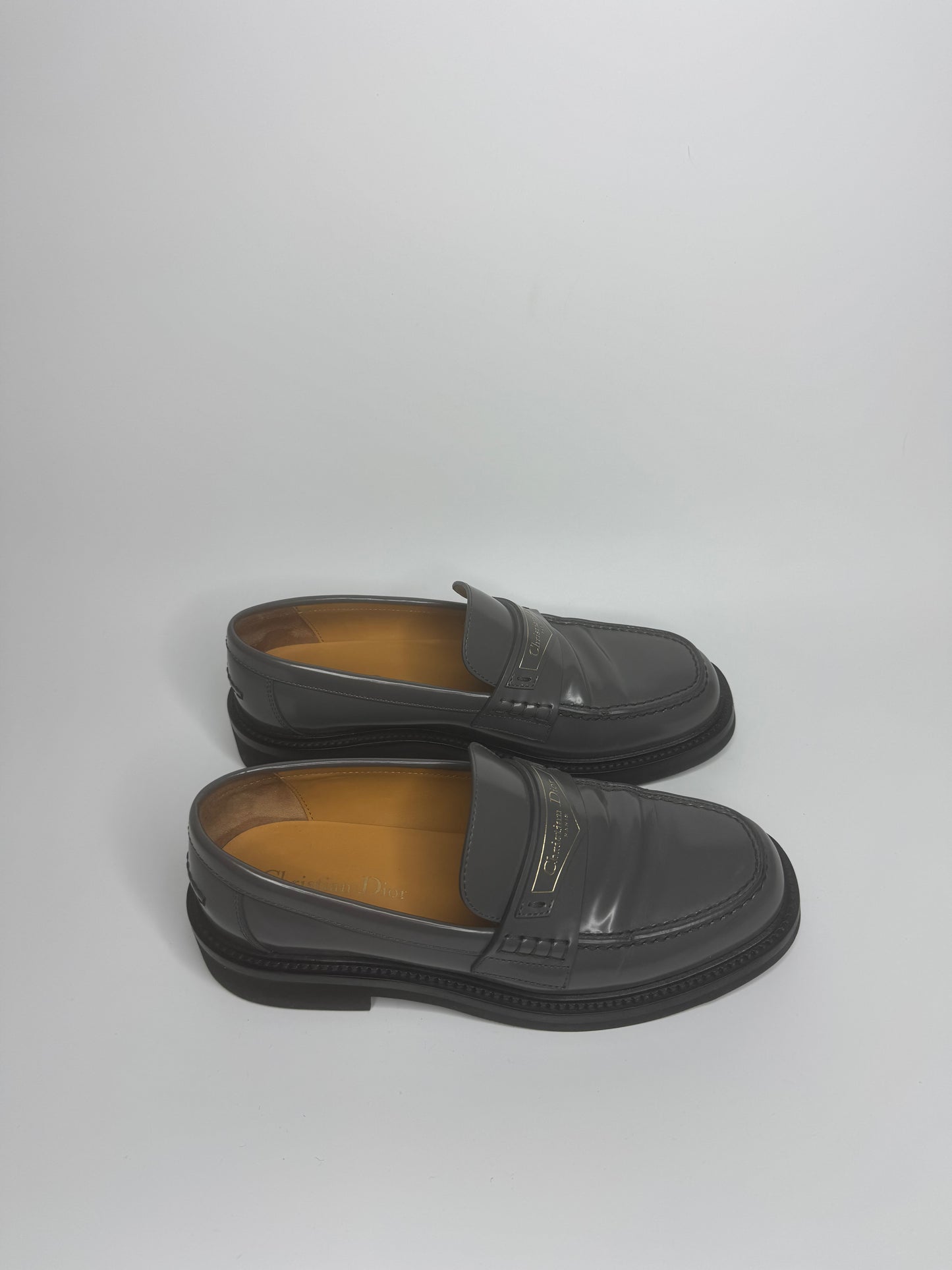 CHRISTIAN DIOR New Boy Grey Leather Flats – Size 38 | Authentic Luxury, Made in Italy