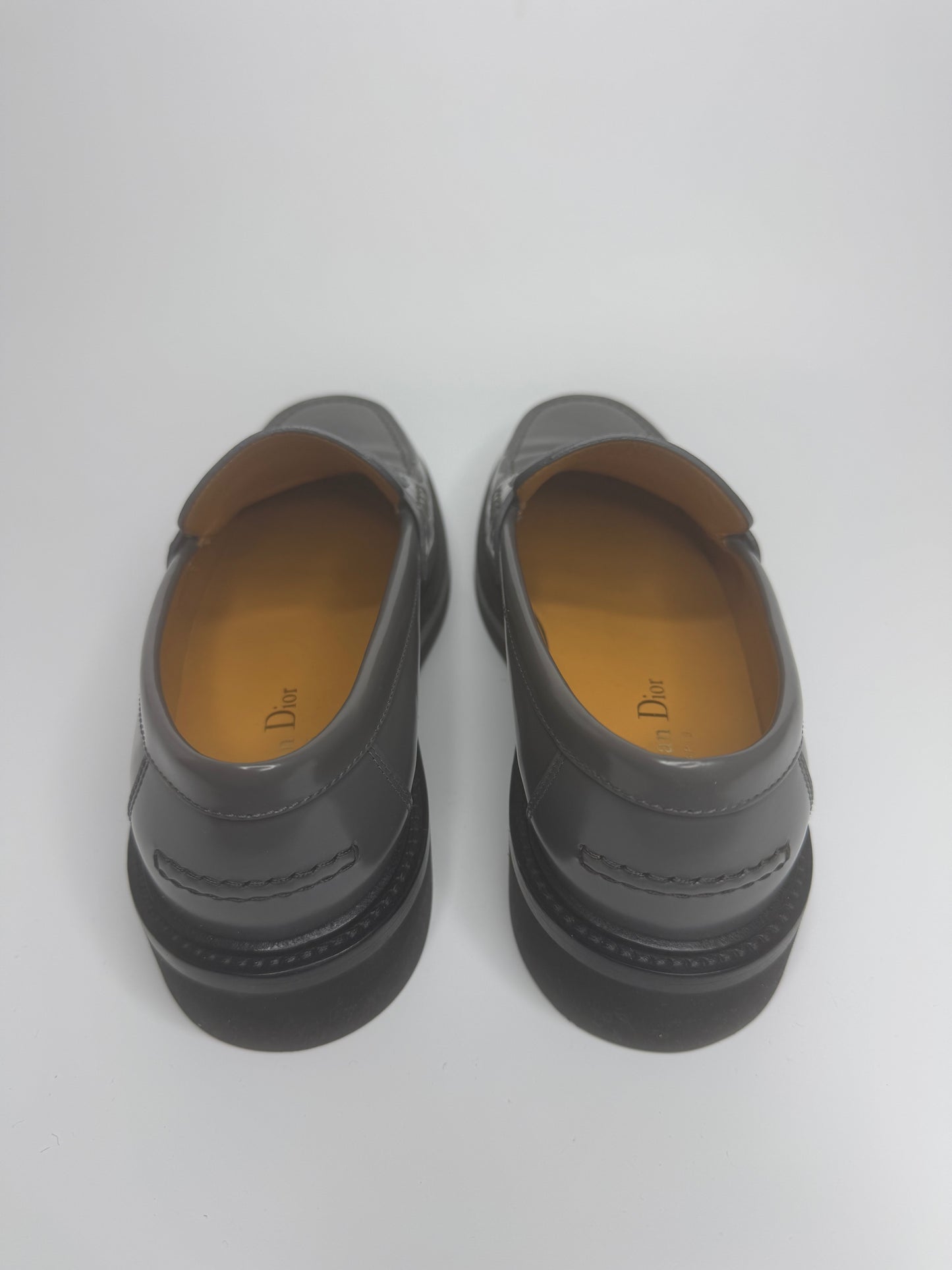 CHRISTIAN DIOR New Boy Grey Leather Flats – Size 38 | Authentic Luxury, Made in Italy