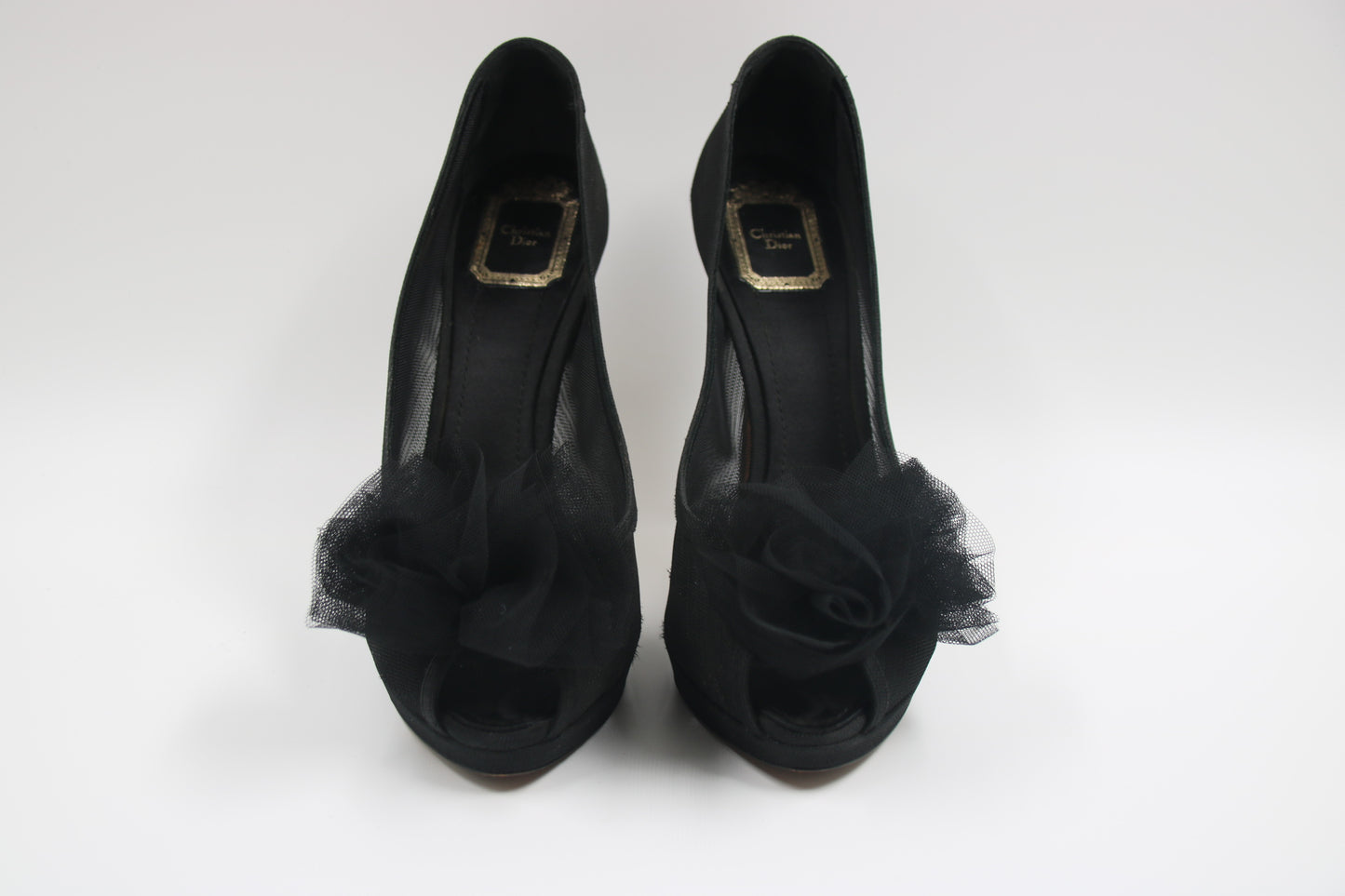 CHRISTIAN DIOR Black High Heel Pump Peep Toe