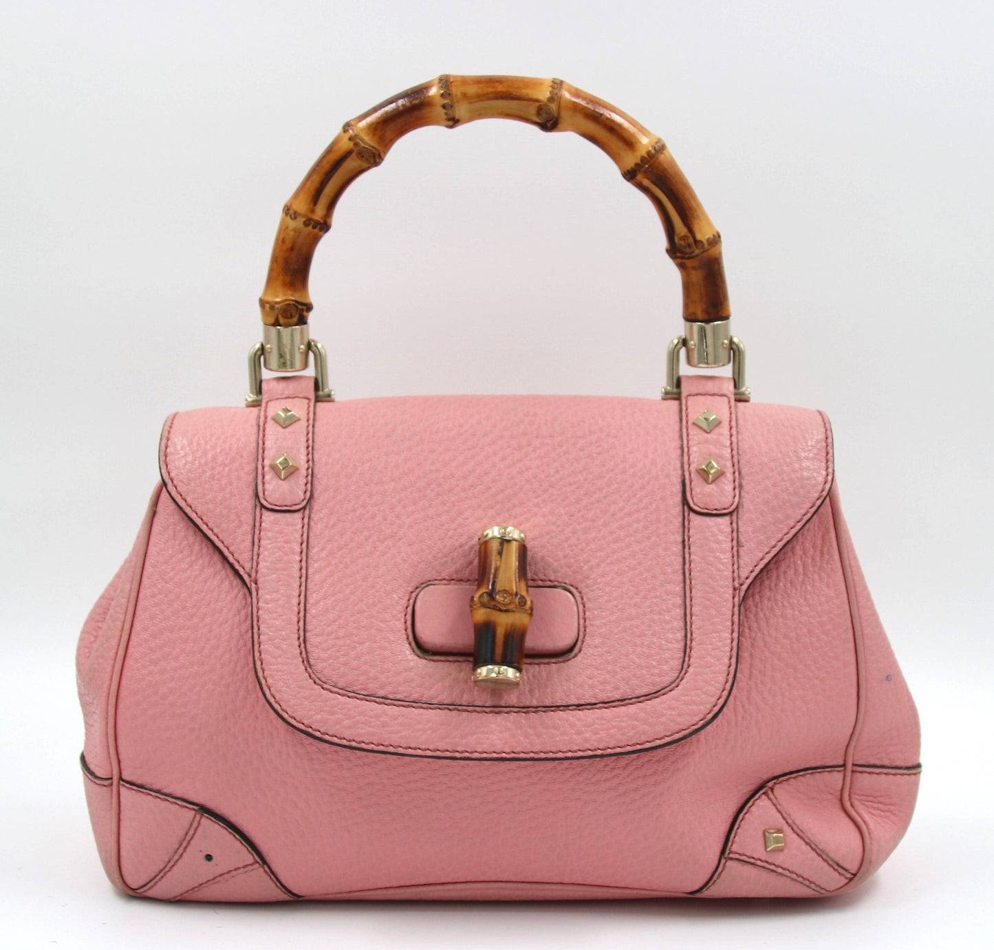 GUCCI Bamboo Top Handle Pink Leather Medium Bag