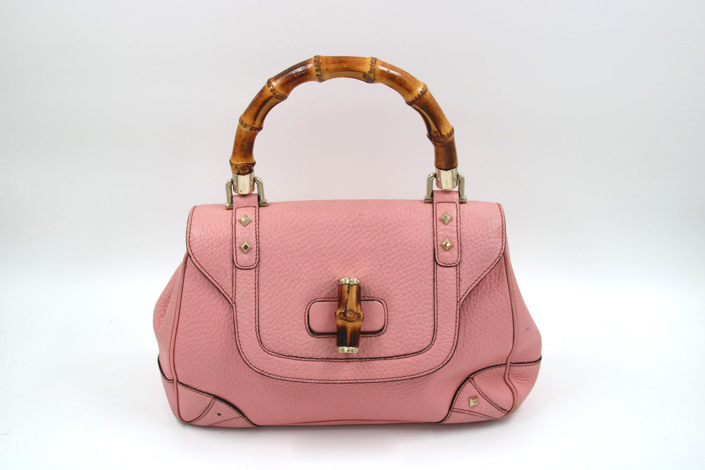 GUCCI Bamboo Top Handle Pink Leather Medium Bag