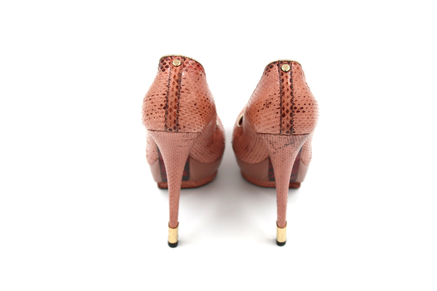 Bold and Luxurious: CESARE PACIOTTI Pink Python Leather Heel Pumps