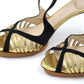 CHRISTIAN DIOR Black and Gold High Heel Leather Sandal
