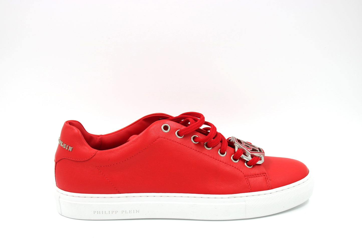 PHILIPP PLEIN Red Sneakers Hexagon Double P Monogram Logo size 39