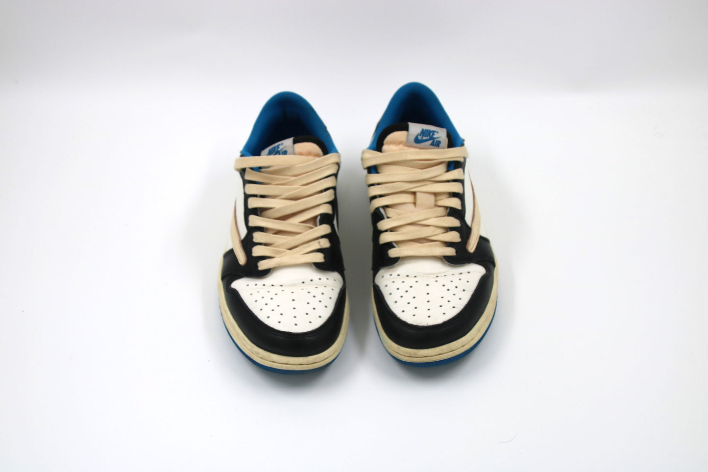 NIKE Air Jordan 1 Low Fragment × Travis Scott White and Blue Sneakers size 39