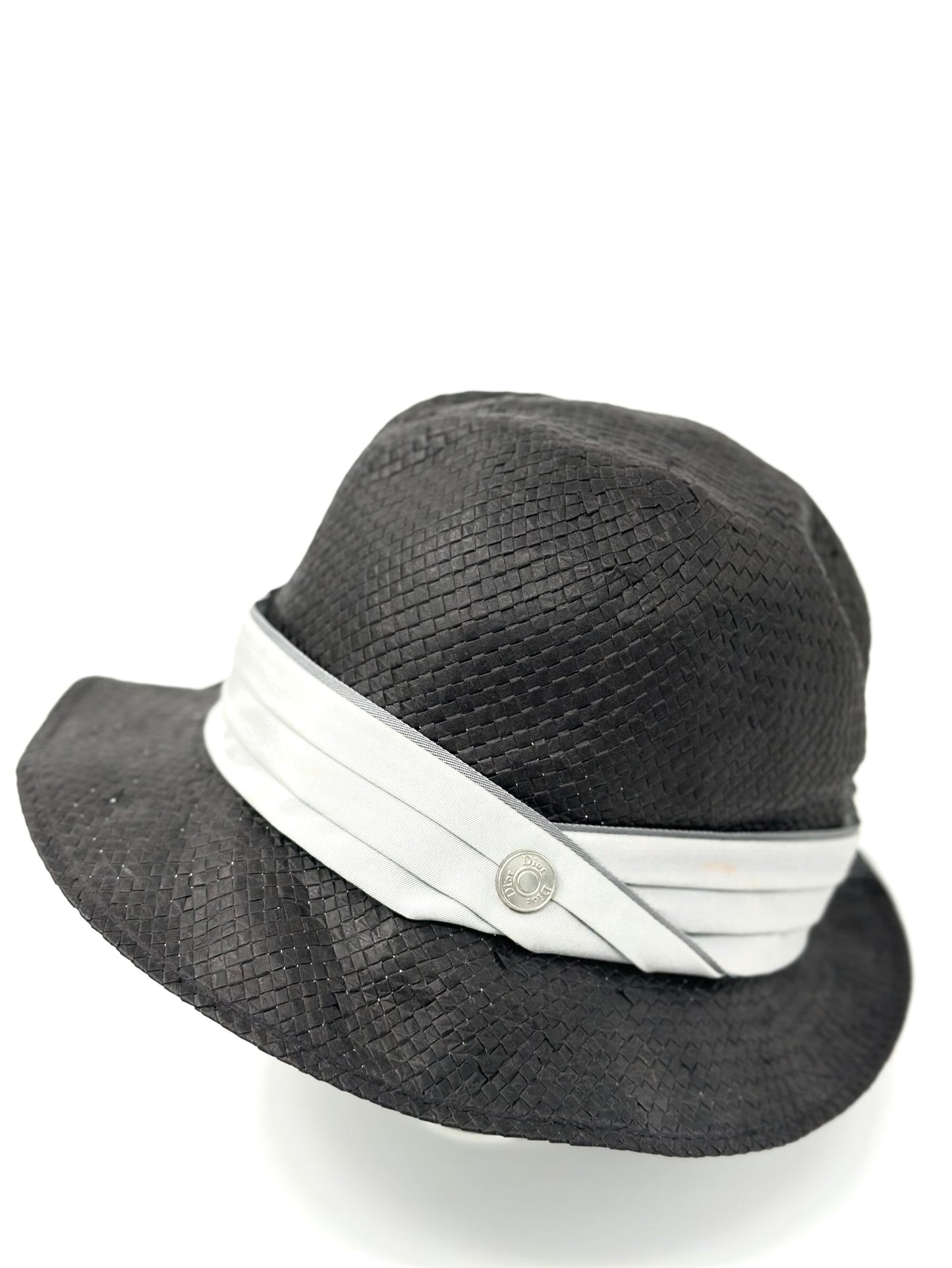 CHRISTIAN DIOR Black Straw Hat | Size T4 (Children) | Good Condition