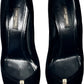 LOUIS VUITTON Black Suede Platform Pump Shoes with LV Metal Detailing