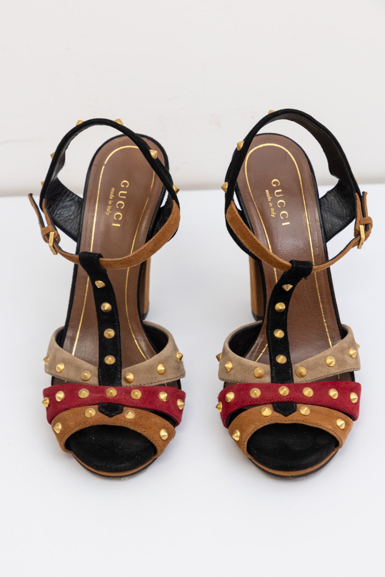 Gucci Multicolour Suede Jacquelyne Block Heel Sandals | IT 36 | Made in Italy