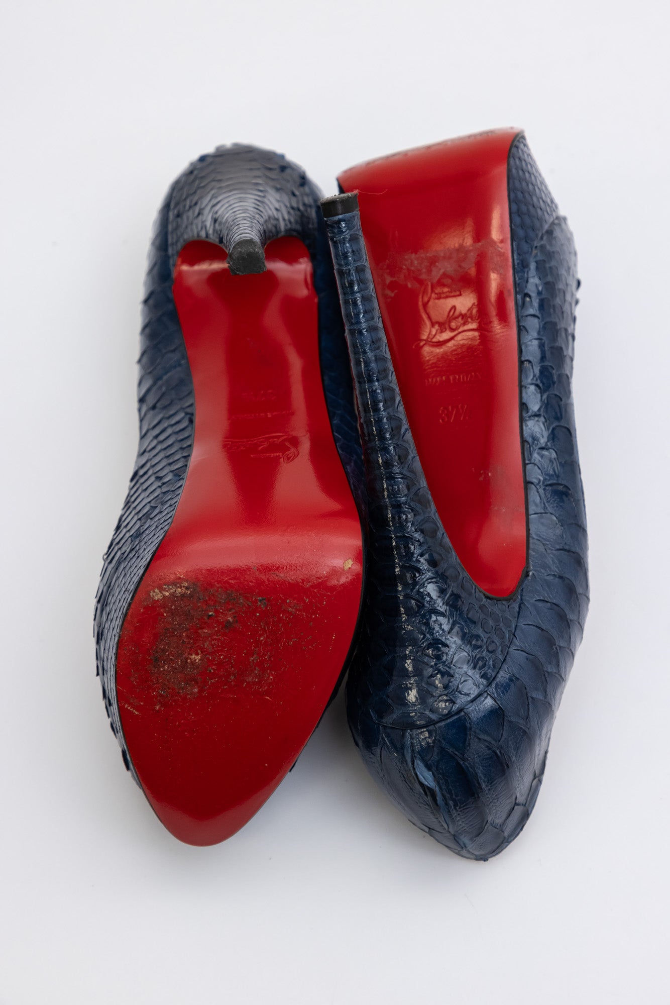 CHRISTIAN LOUBOUTIN Синие туфли из крокодиловой кожи