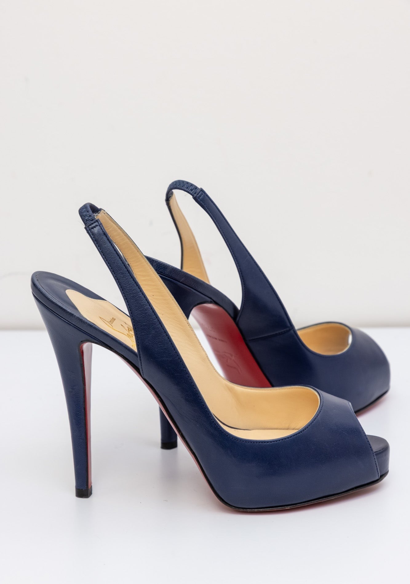 Christian Louboutin Ankle Leather Boots Navy Blue