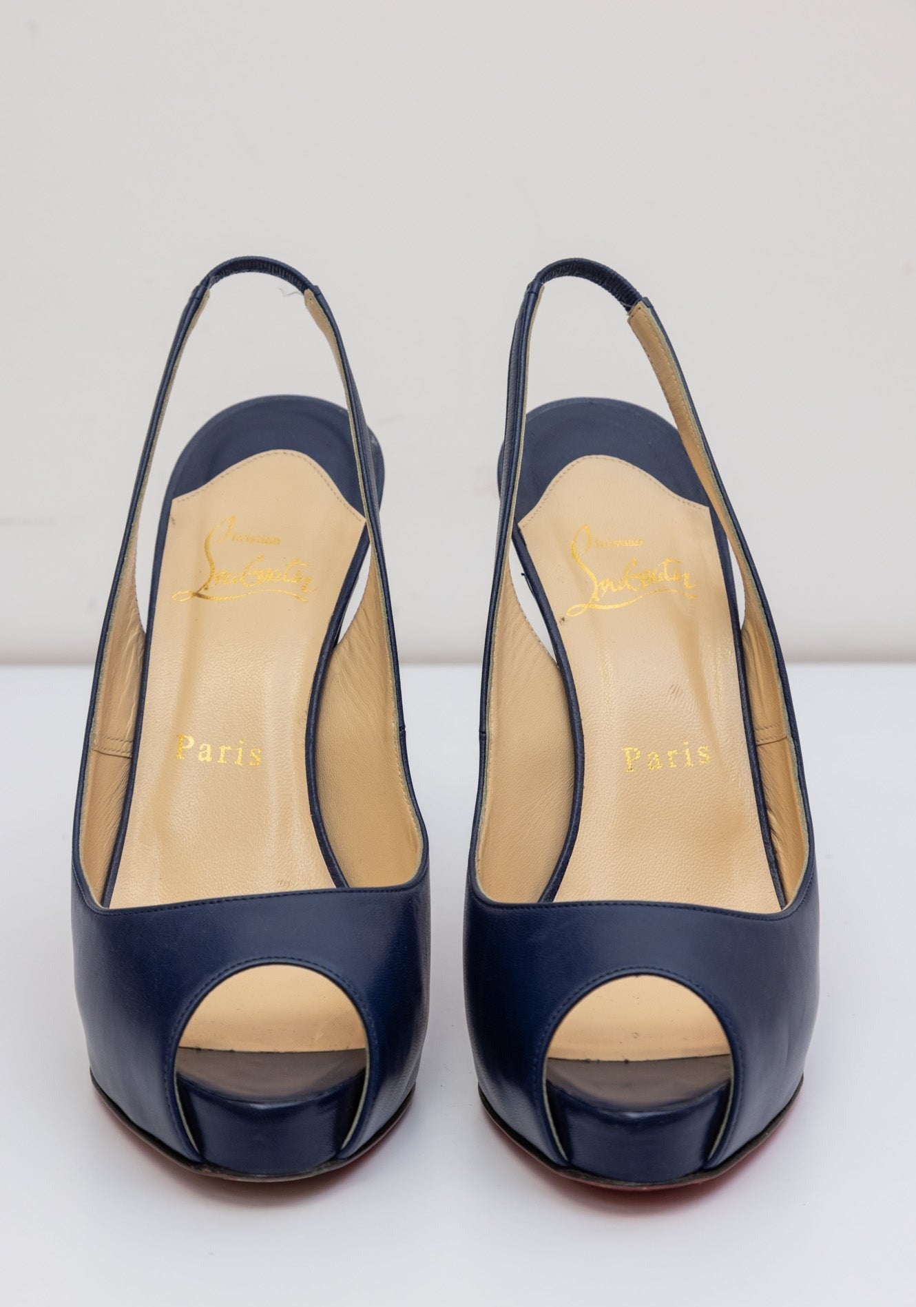 Christian Louboutin Ankle Leather Boots Navy Blue