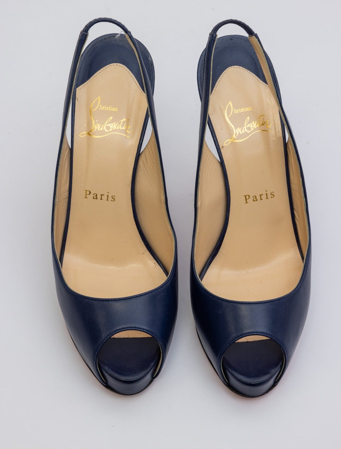 Christian Louboutin Ankle Leather Boots Navy Blue