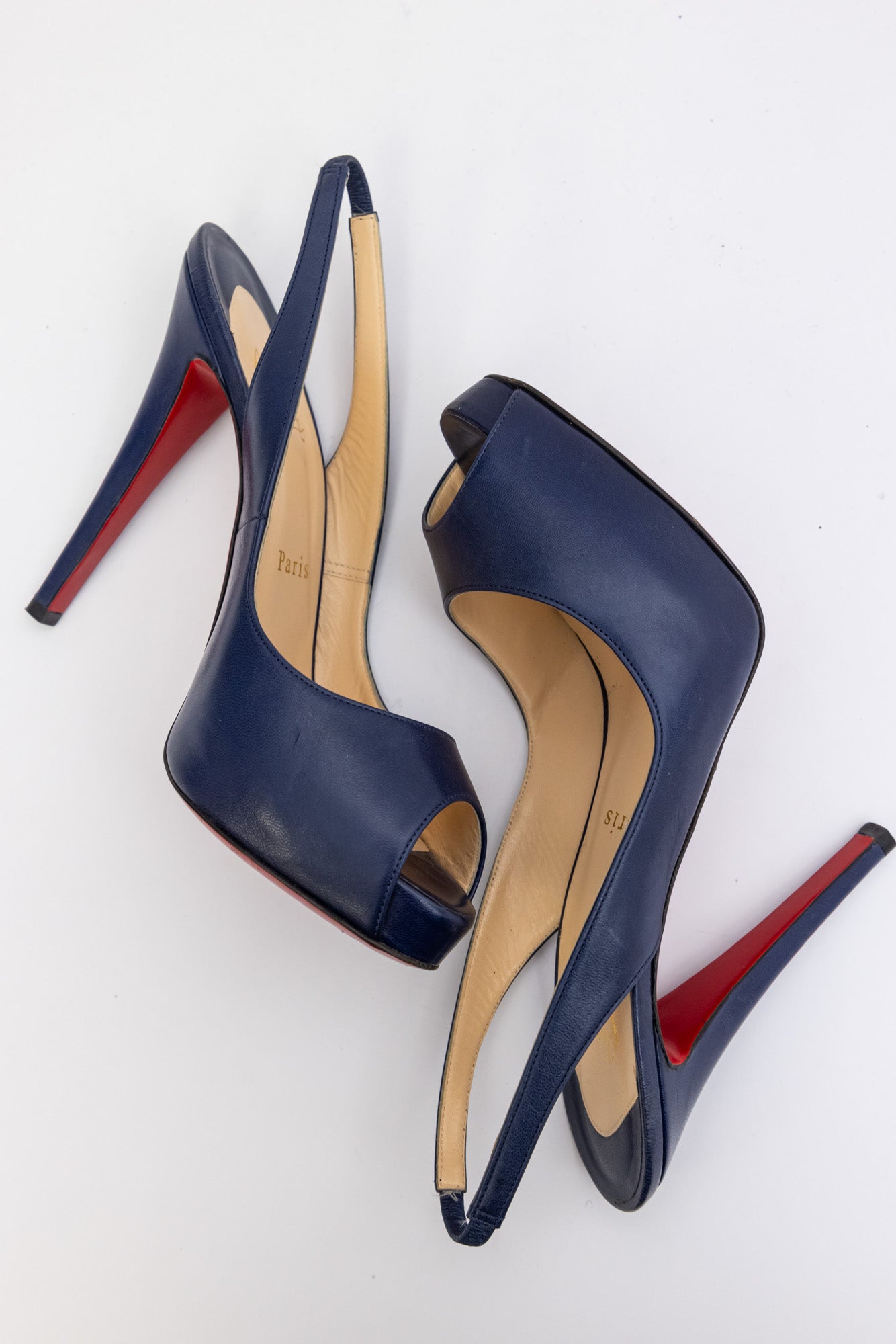 Christian Louboutin Ankle Leather Boots Navy Blue