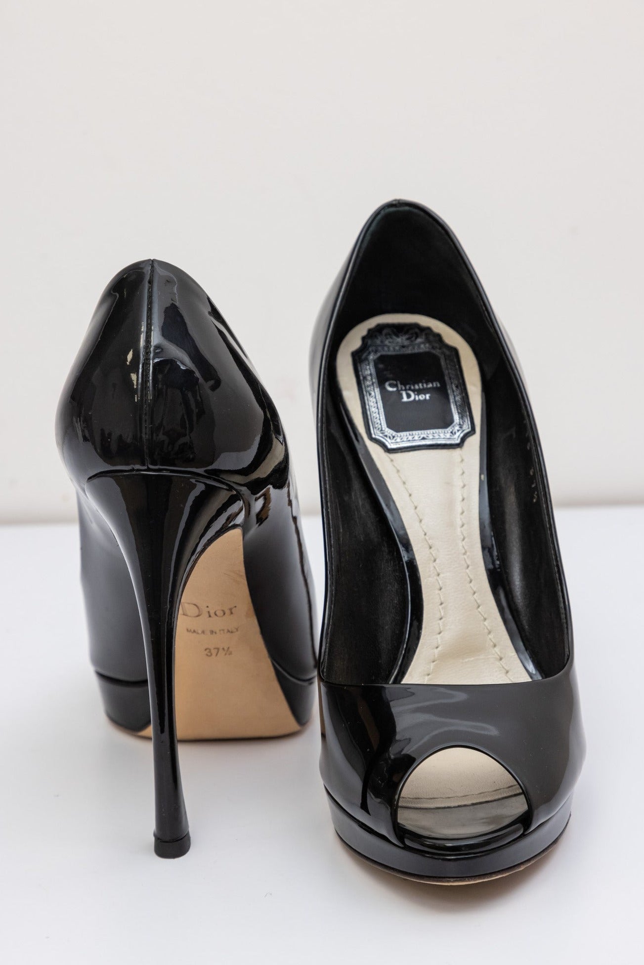 CHRISTIAN DIOR Black Leather Heels Shoes