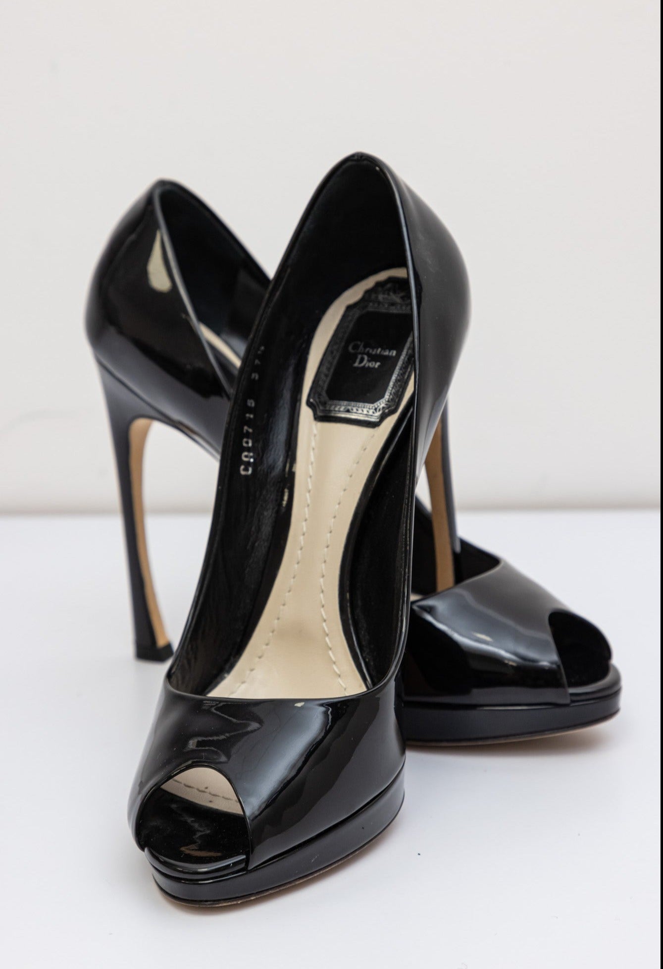 CHRISTIAN DIOR Black Leather Heels Shoes